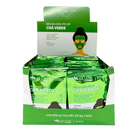 Máscara Facial Peel Off Chá Verde Max Love - Box c/ 60 unid