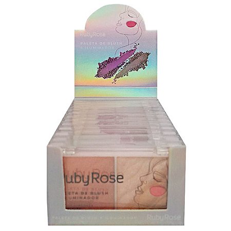Paleta de Blush e Iluminador Fancy Ruby Rose HB-7533-2 - Box c/ 12 unid