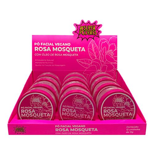 Pó Facial Vegano Rosa Mosqueta Super Poderes - Box c/ 12 unid