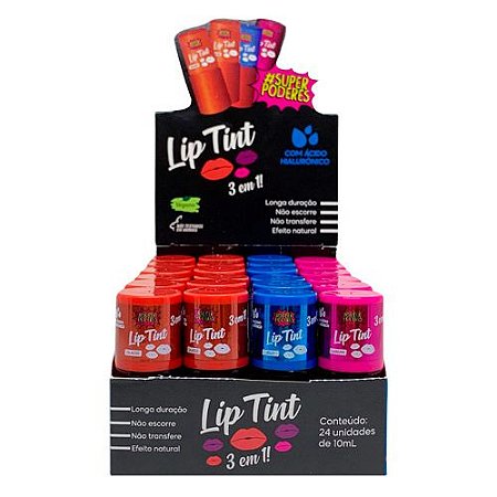 Lip Tint 3 em 1 Ácido Hialurônico Super Poderes LTSPAH01 - Box c/ 24 unid