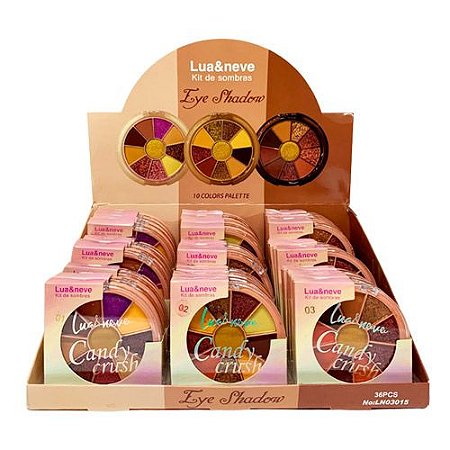 Kit de Sombras Candy Crush Lua & Neve LN03015 - Box c/ 36 unid