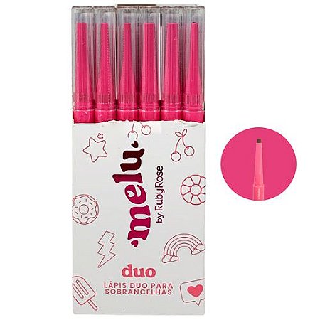 Lápis para Sobrancelhas Duo 03 Dark Melu Ruby Rose RR-2403-3 - Box c/ 24 unid