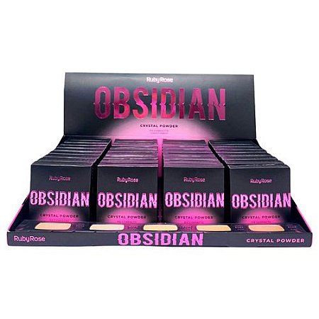 Pó Compacto Crystal Powder Obsidian Grupo 01 Ruby Rose HB-1800/G1 - Box c/ 36 unid