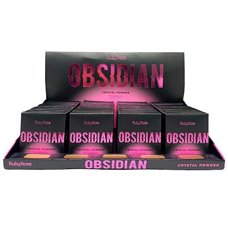 Pó Compacto Crystal Powder Obsidian Grupo 02 Ruby Rose HB-1800/G2 - Box c/ 36 unid