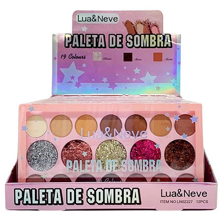 Paleta de Sombras 19 Cores Lua & Neve LN02227 - Box c/ 12 unid