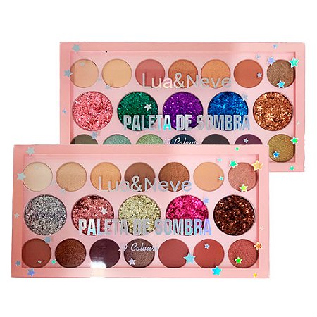 Paleta de Sombras 19 Cores Lua & Neve LN02227 - Kit c/ 02 unid