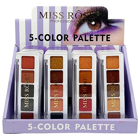 Paleta de Sombras 5 Cores Miss Rôse 7001-039BX24 - Box c/ 24 unid