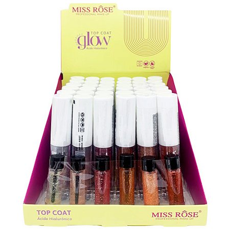 Top Coat Labial Glow Miss Rôse 9010-800T - Box c/ 36 unid