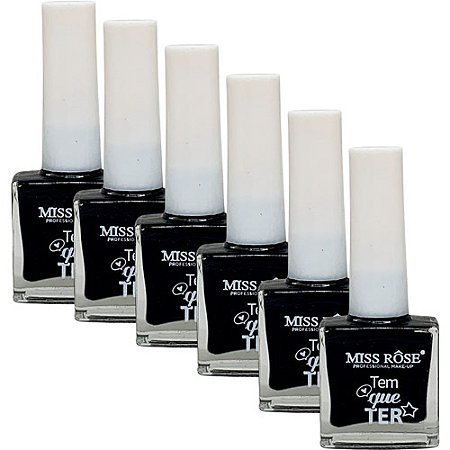 Esmalte Coleção Tem que Ter Preto Miss Rôse MR015 - Box c/ 06 unid