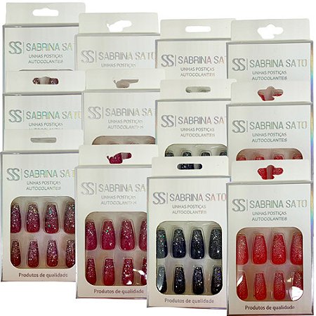 Unhas Postiças Autocolantes Sabrina Sato SS-3455 - Pcte c/ 12 unid