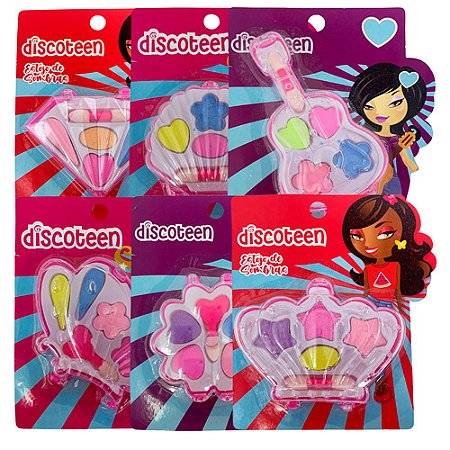 Estojo de Sombras Infantil Discoteen HB103643 - Kit c/ 06 unid