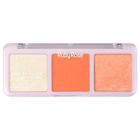 Trio de Blush e Iluminador Ruby Rose HB-583-3