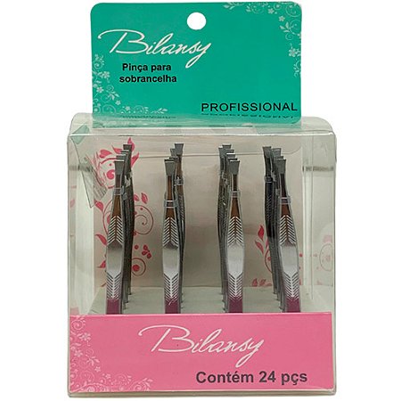 Pinça para Sobrancelhas Profissional Bilansy BM038-2 - Box c/ 24 unid