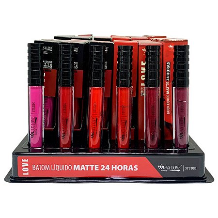 Batom Líquido Matte 24 Horas Box 02 Cor 27 ao 32 Max Love - Box c/ 48 unid