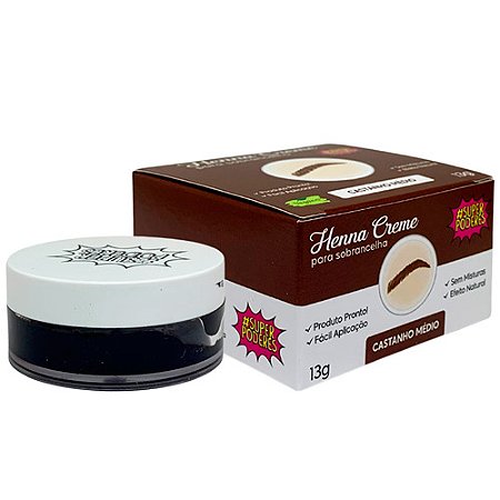 Henna Creme para Sobrancelha Castanho Médio Super Poderes CRCMSP02