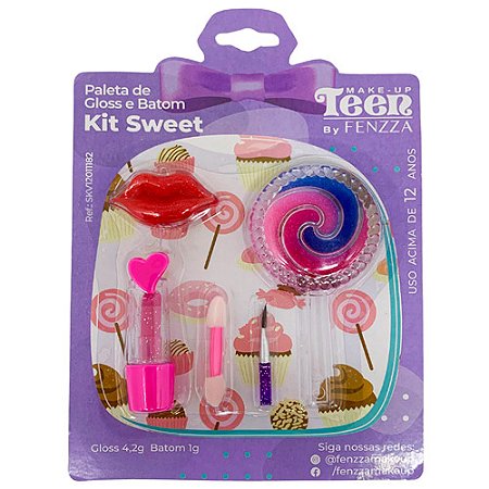 Paleta de Gloss e Batom Infantil Teen Kit Sweet Fenzza SKV12011182