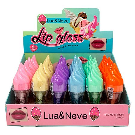 Lip Gloss Super Lábio Glow Lua & Neve LN02266 - Box c/ 24 unid