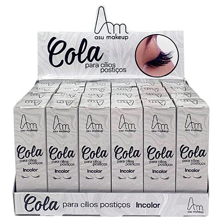 Cola para Cílios Postiços Incolor Asu Makeup ASU043 - Box c/ 24 unid