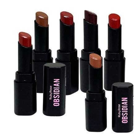 Batom Bastão Obsidian Cream Satin Ruby Rose HB-7000 - Kit c/  06 unid