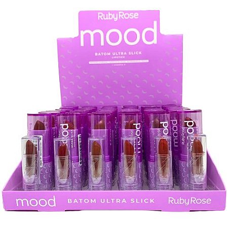 Batom Bastão Mood Ultra Slick Ruby Rose HB-7001 - Box c/ 36 unid