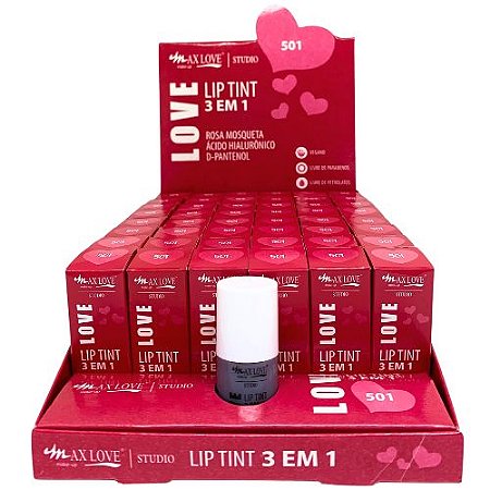 Lip Tint Love 3 em 1 Cor 501 Max Love - Box c/ 48 unid