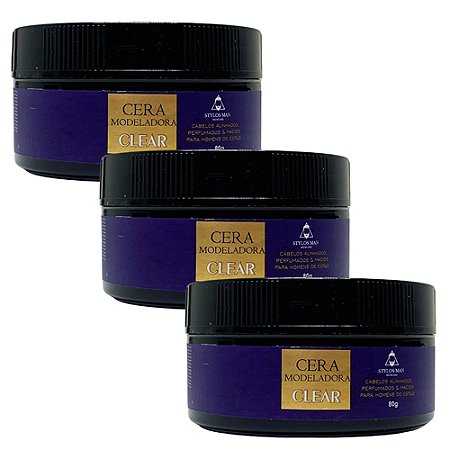 Pomada Cera Modeladora Clear Stylos Man STYC2 - Kit c/ 03 unid