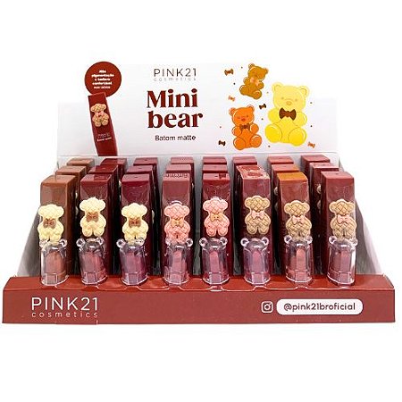 Batom Bastão Matte Mini Bear Pink 21 CS4521 - Box c/ 24 unid