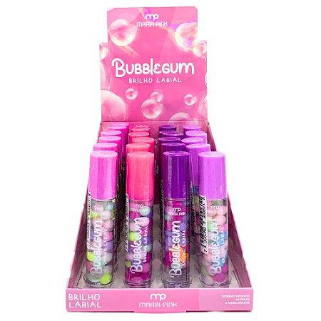 Brilho Labial Bubblegum Maria Pink MP10038 - Box c/ 24 unid