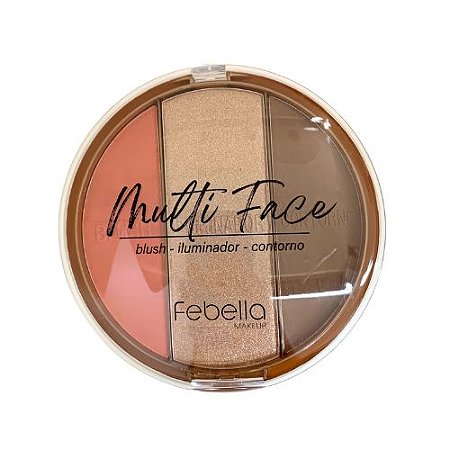 Paleta de Blush, Iluminador e Contorno Multi Face Febella MF50110