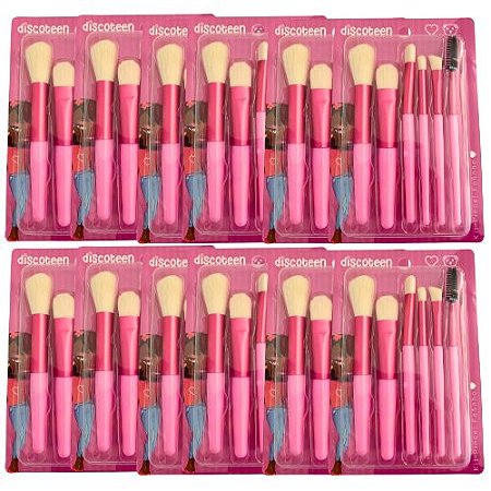 Kit com 06 Pincéis Fofinho para Maquiagem Discoteen HB103015 - Pcte c/ 12 unid