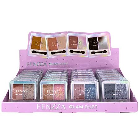 Paleta de Sombra Glam Duet Fenzza FZ10062 - Box c/ 24 unid