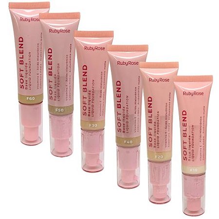 Base Líquida Soft Blend Ruby Rose HB-M301 - Kit c/ 06 unid