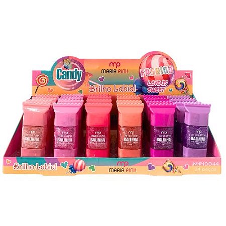 Brilho Labial Balinha Maria Pink MP10044 - Box c/ 24 unid