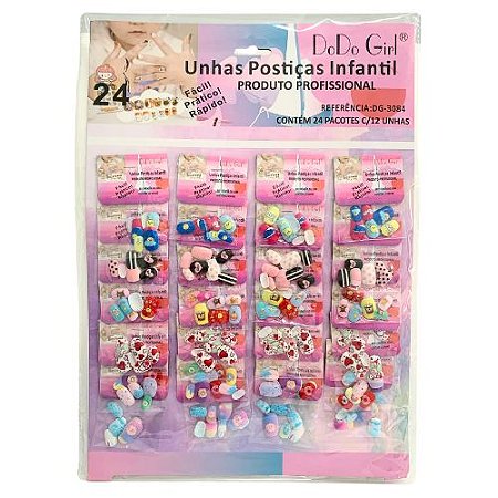 Unhas Postiças Infantil DoDo Girl DG-3084 - Pcte c/ 24 unid