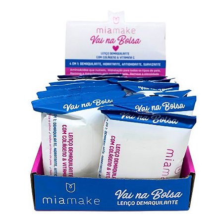 Lenço Demaquilante Vai na Bolsa Mia Make 464 - Box c/ 12 unid