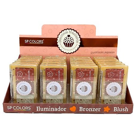 Trio de Iluminador, Bronzer e Blush Docinhos SP Colors SP351 - Box c/ 24 unid