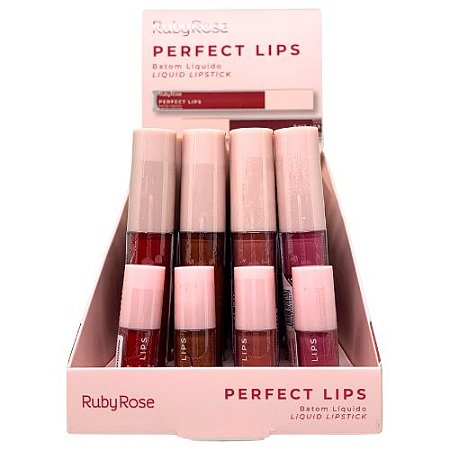 Batom Líquido Perfect Lips Ruby Rose HB-L6200 G2 - Box c/ 24 unid