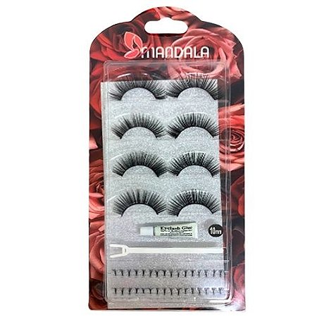 Kit Cílios Postiços com Cola Mandala MC011