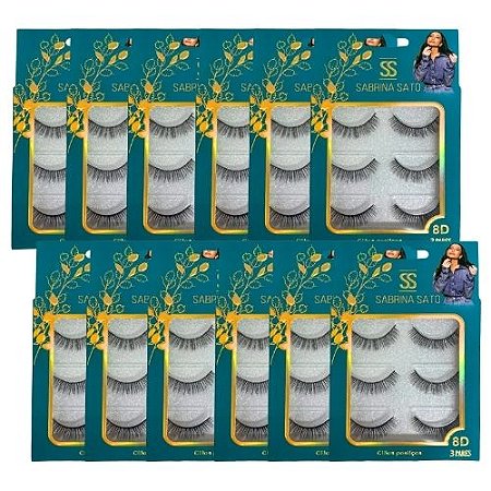 Cílios Postiços 8D F002 com 03 Pares Sabrina Sato SP3105 - Box c/ 12 unid