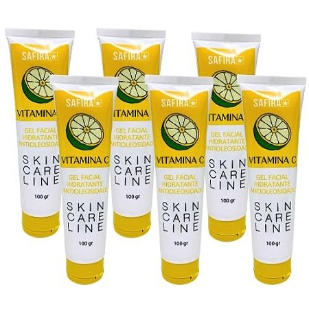 Gel Facial Hidratante Antiolesidade Vitamina C Skin Care Line Safira - Kit c/ 06 unid