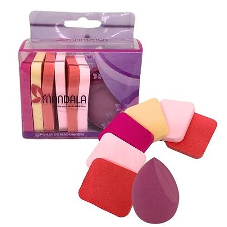 Kit com 07 Esponjas para Maquiagem Mandala MM026