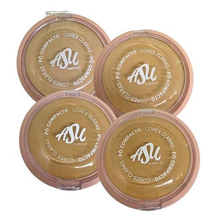 Pó Compacto Cores Claras Asu Makeup ASU021 - Kit c/ 04 unid