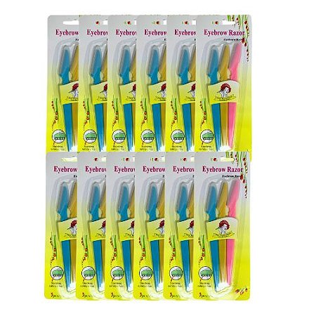 Kit com 03 Navalhas para Sobrancelha - Pcte c/ 12 unid