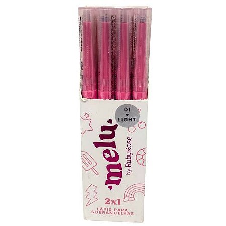 Lápis para Sobrancelhas Duo 01 Light Melu Ruby Rose RR-2403-1 - Box c/ 12 unid