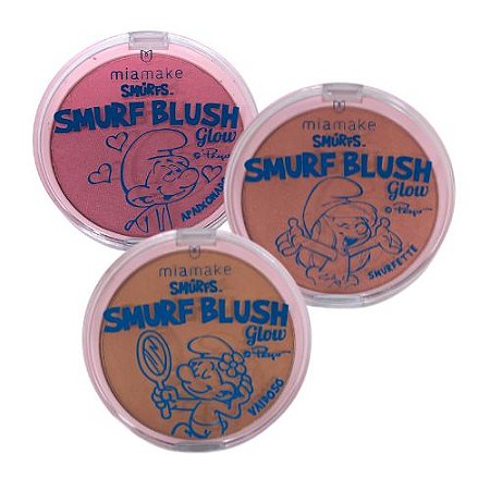 Blush Compacto Smurf Glow Mia Make 560 - Kit c/ 03 unid