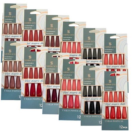 Unhas Postiças Autocolantes Sabrina Sato SP1209 - Pcte c/ 12 unid