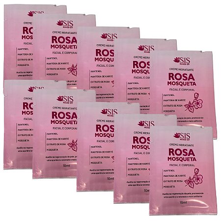 Creme Hidratante Facial e Corporal Sachê Rosa Mosqueta Isis Make-Up IS1082 - Kit c/ 10 unid