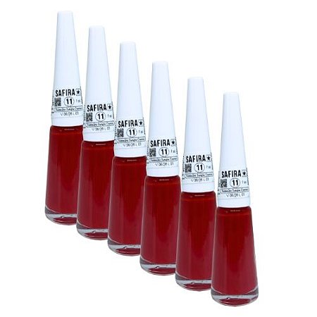 Esmalte Vermelho Sangue Cremoso N° 11 Safira - Kit c/ 06 unid