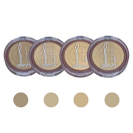 Pó Compacto Matte Alleva Beauty AL4202 - Kit c/ 04 unid