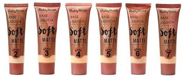 Base Liquida Soft Matte Ruby Rose HB-8050 Group 02 Bege - Kit c/ 06 unid